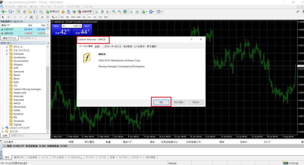 MT4でのMACDの設定方法