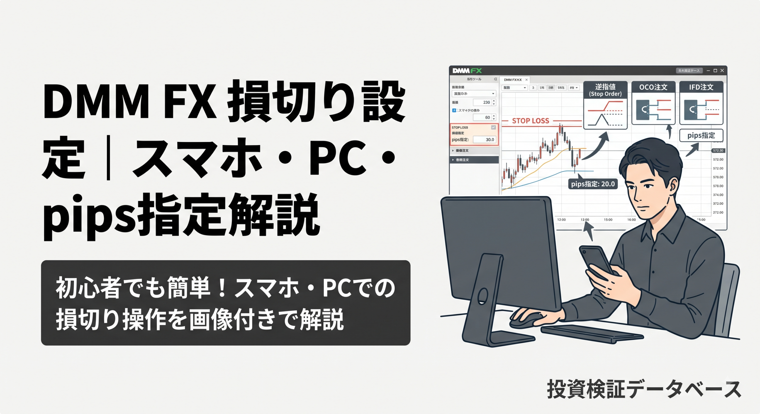 DMM FXの損切り設定ガイド｜スマホ・PCでのやり方・変更・pips指定を解説！アイキャッチ画像