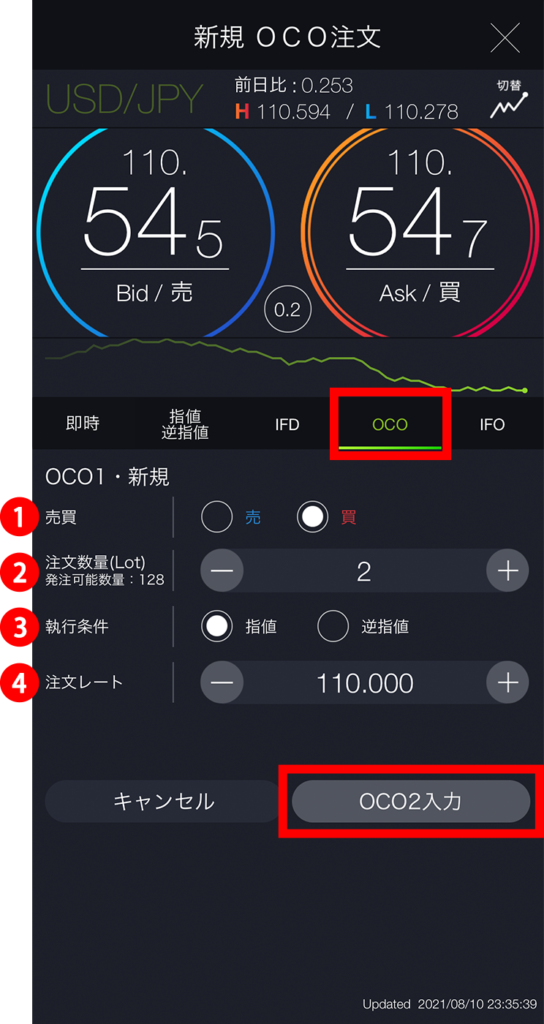 スマホでのIFO注文のやり方